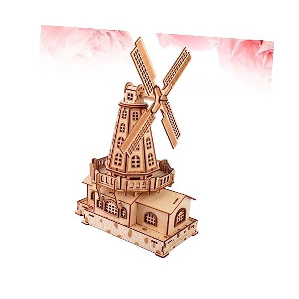 Toyvian Puzzle De Moulin À Vent 3D Bricolage Puzzle De Moulin À Vent Puzzle en Bois De Bambou Enfant en Bas Âge