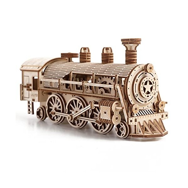 Puzzle Express 3D en Bois avec Locomotive à Vapeur - Jeu de réflexion - Puzzle éducatif - Kit de modélisme en Bois respectueu