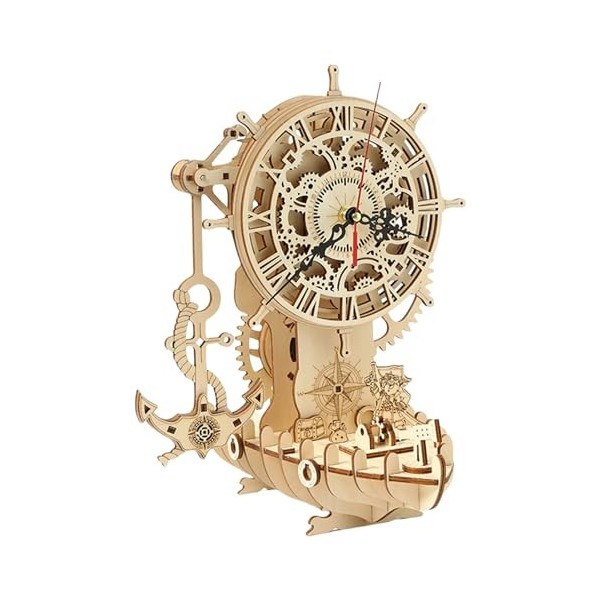 SCOOVY Unique Wooden Clock Puzzle - Intricate 3D Puzzle - Wooden Puzzle Model Kit for Desk - Clock Making Deer Clock Wood Bui