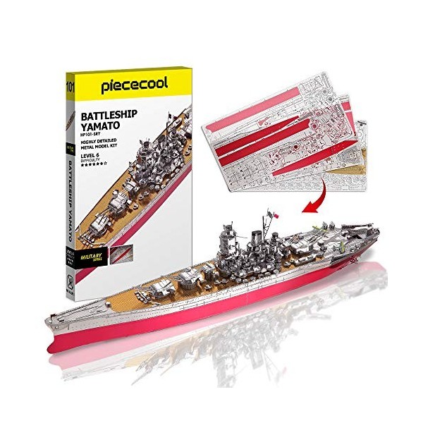 Piececool Kits de modélisme en métal 3D pour adultes – Battleship Yamato DIY Puzzle 3D en métal pour adultes