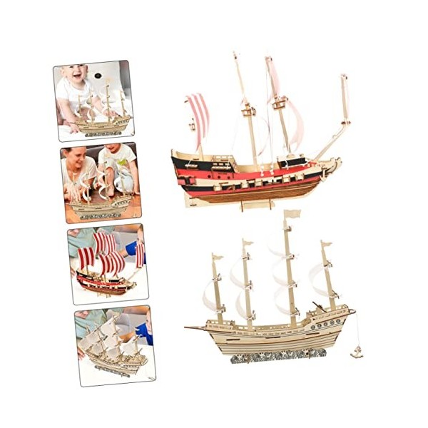 Abaodam 2 Ensembles Puzzle 3D Voile Énigmes Modèle De Voilier Puzzle 3D Fait à La Main Bricolage pour Adultes Bateau Puzzle 3