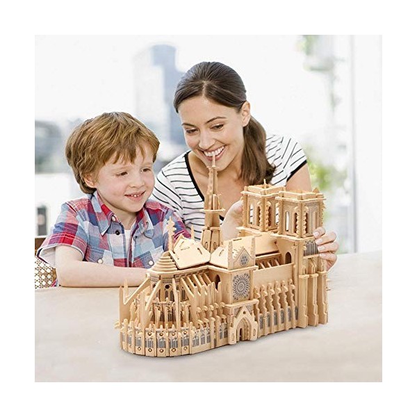 THREE Puzzle 3D en métal Bricolage Notre Dame de Paris modèle de Construction pour Enfants Adultes Accurate 3D Puzzle en Bois