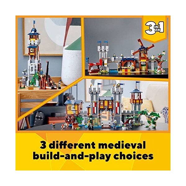 LEGO Creator 3in1 Medieval Castle 31120 Building Kit. Castle with Moat and Drawbridge, Plus 3 Minifigures. New 2021 1,426 Pi