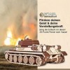 EWA Eco-Wood-Art Char Militaire T-34-85-Puzzle 3D mécanique en Bois-Puzzle pour Adultes et Adolescents-Assemblage sans colle-