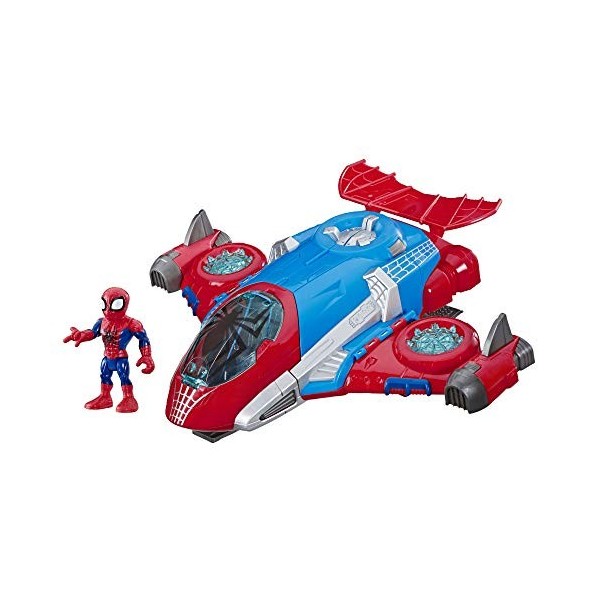 Playskool Heroes Marvel Super Hero Adventures – Jet QG Spider-Man et figurine 12,5cm - Jouet Spider-Man