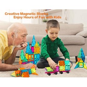 Neoformers Magnetic Building Tiles, 110 Pcs 3D Magnetic Building Blocks Set for Kids, STEM Educational Preschool Magnet Toys 