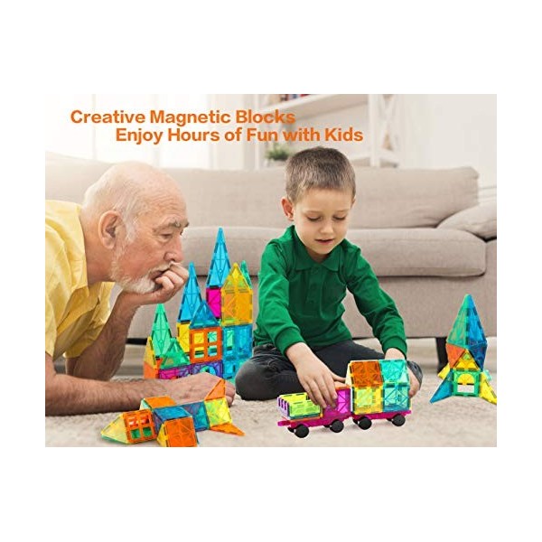 Neoformers Magnetic Building Tiles, 110 Pcs 3D Magnetic Building Blocks Set for Kids, STEM Educational Preschool Magnet Toys 