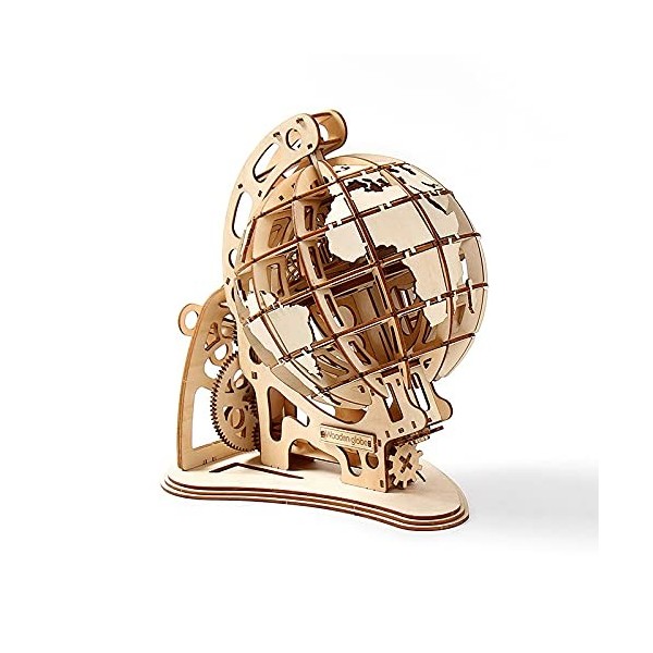 Puzzle Maquette Globe terrestre en Bois 3D DIY Mécanique Entraînement