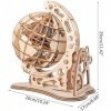 Puzzle Maquette Globe terrestre en Bois 3D DIY Mécanique Entraînement