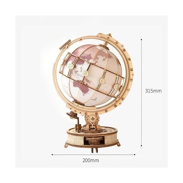 Puzzles 3D en bois pour adultes - Globe lumineux avec support - Kit de construction - Décoration de chambre