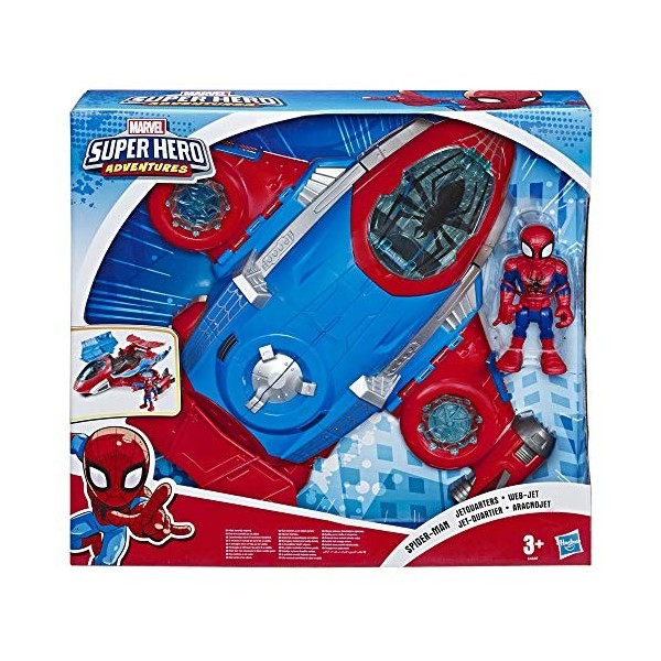 Playskool Heroes Marvel Super Hero Adventures – Jet QG Spider-Man et figurine 12,5cm - Jouet Spider-Man