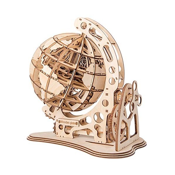 MAJOZ0 3D Puzzle en Bois - Laser Cut Puzzle Globe Modèle en Bois - Kit de Construction pour Enfants et Adultes