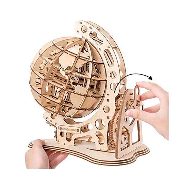 MAJOZ0 3D Puzzle en Bois - Laser Cut Puzzle Globe Modèle en Bois - Kit de Construction pour Enfants et Adultes