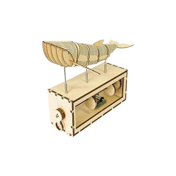 JOYFAN 3D en Bois Adulte, Boîte à Musique Baleine à Manivelle Maquette de Puzzle 3D Bois, Ornement créatif de Noël Modèle de 