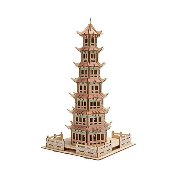 HIZQ Puzzle 3D De Construction, Puzzle en Bois 3D Laser Cut Puzzle Maquette A Construire, Modèle Architectural Detraditionnel