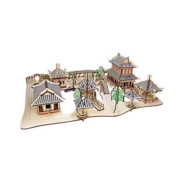 HIZQ Puzzle 3D De Construction, Puzzle en Bois 3D Laser Cut Puzzle Maquette A Construire, Modèle Architectural Detraditionnel