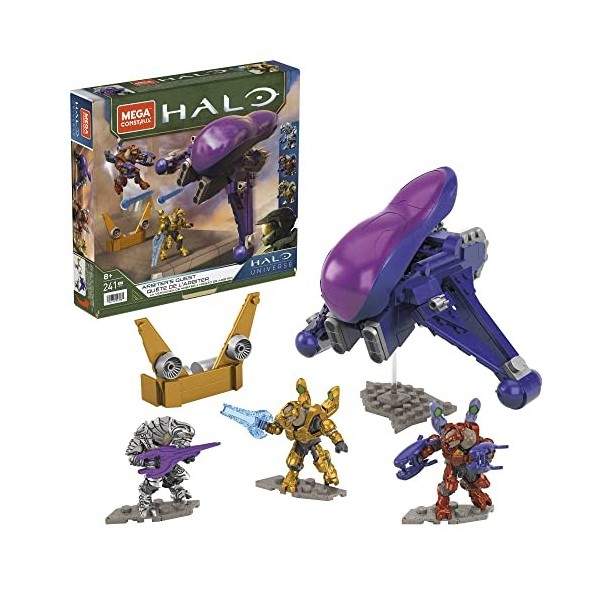 Mega Construx - Mega Construx Halo - La Quête de lArbiter - Jeu de Construction Avion Covenant Banshee - 3 Figurines Articul