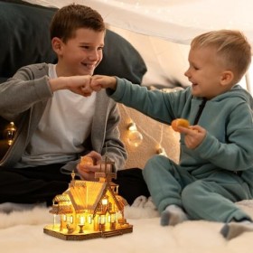 Puzzles en Bois 3D pour Enfants et Adultes, Kits de Construction de Modèles de Villas à LED, Puzzles en Bois Cadeaux pour Ado