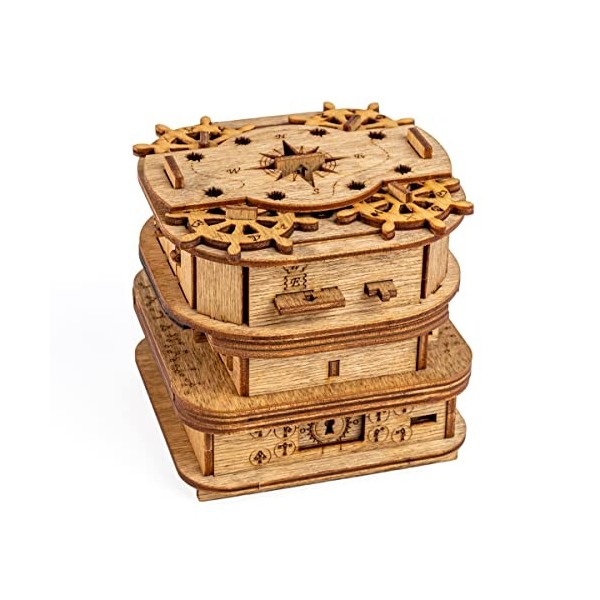 iDventure Cluebox - Coffre de Davy Jones - Puzzle 3D Escape Room Jeu - Boite en Bois - Cadeau Anniversaire Homme Original - C