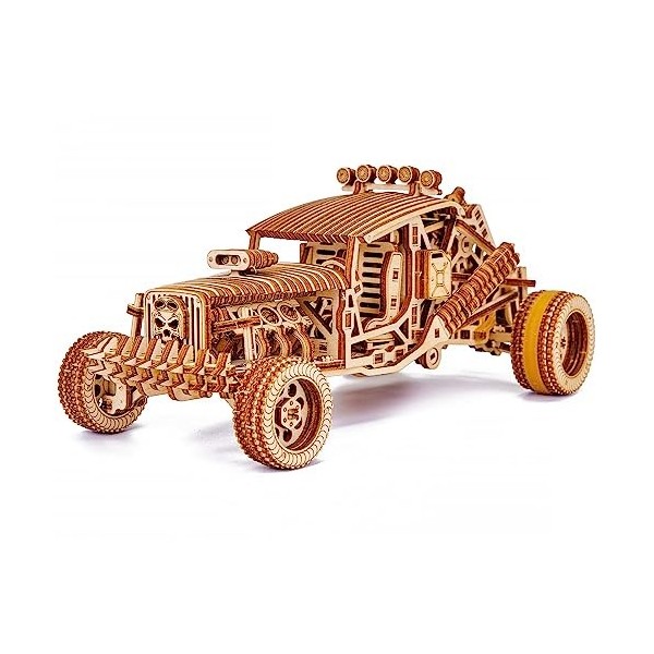 Wood Trick Mad Buggy Car Puzzle en Bois 3D à Construire pour Adultes et Enfants - Parcourt jusquà 7,6 m - Design Détaillé et