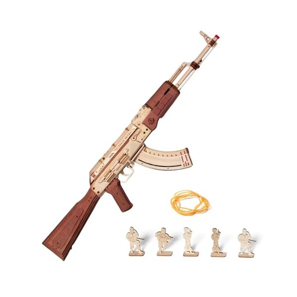 ROKR AK47 Puzzle 3D en Bois Jouet Bande élastique-Maquettes et Modélisme Adulte-Idée de Cadeau danniversaire pour Hommes LQ9