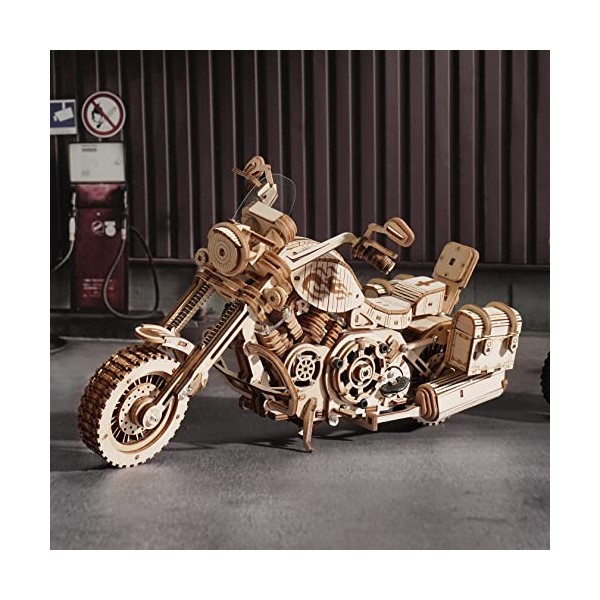 ROBOTIME LK504 3D Motocyclette Puzzle Maquette en Bois Modèles Kits à Construire Casse Tete Adultes DIY Échelle Modèle Mécani