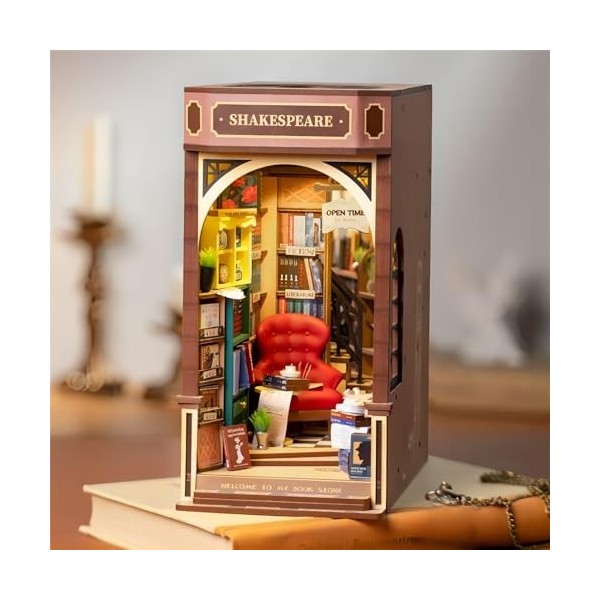 Rolife Librairie Book Nook Kits,Diorama Shakespeare Booknook,Décoration de Bureau Cadeau pour Les Enseignants TGB07 