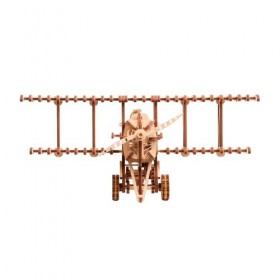 Wood Trick Bi-Plane Toy Kit, Wooden Toy Plane - Mechanical Model Plane Mini - 3D Wooden Puzzle, Assembly Model - STEM Toys fo