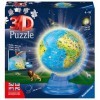 Ravensburger - 3D Puzzle Globe Night Edition avec Lumière, Apprendre la Géographie en Anglais, 180 Pièces, 6+ Ans