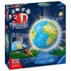 Ravensburger - 3D Puzzle Globe Night Edition avec Lumière, Apprendre la Géographie en Anglais, 180 Pièces, 6+ Ans