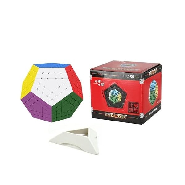 FunnyGoo Shengshou 5x5 Dodécaèdre 12 Surfaces gigaminx Megaminx 5x5x12 Magic Puzzle Cube Stickerless + Un présentoir Cube