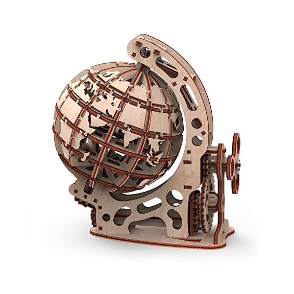 Mr Playwood- Globe Petit modèle 3D Mobile en Bois, PWGLS