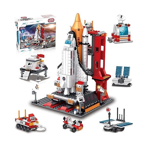 Sitodier Navette dexploration Spatiale Jouet de Construction, 1008pcs 7-in-1 Jeu de Construction aérospatiale pour 6+ Ans, J