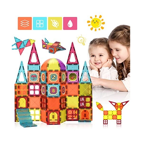 Blocs Construction Magnétiques enfants jouets 72PCS DIY Jeux de Construction colorées - 3D Construction Magnétiques STEM Joue