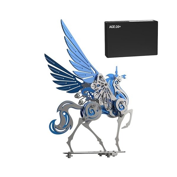 EASYTAB Puzzle 3D en métal Licorne, modèle de licorne ascendante, animal mécanique Steampunk, puzzle 3D en métal adulte, uniq