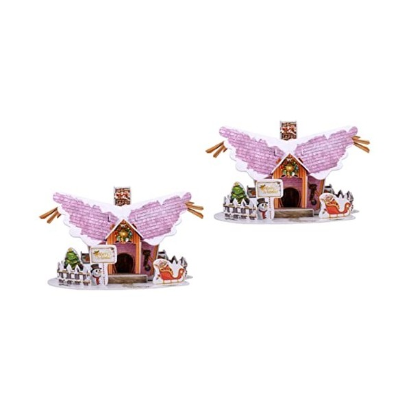 Toyvian 3 Pièces Casse-tête en Carton Maison Puzzle 3D Maison De Noel Casse-tête 3D Maison De Puzzle De Noël Casse-tête Maiso