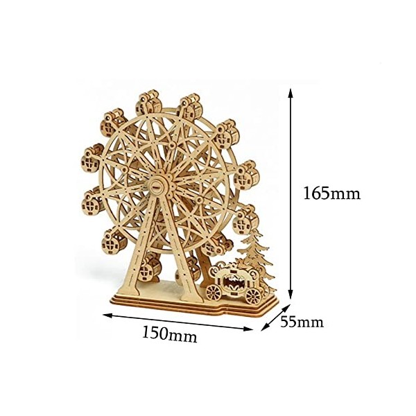 KaAfaL Puzzle 3D en bois Ferris Wheels Kits de modèles for adultes adolescents éducatifs Casse-tête Modèle dassemblage Cadea