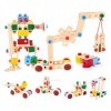 Bino World of Toys Jeu de Construction en Bois dans Un Seau, Jouets pour Enfants à partir de 3 Ans, Jouets pour Enfants Jeux