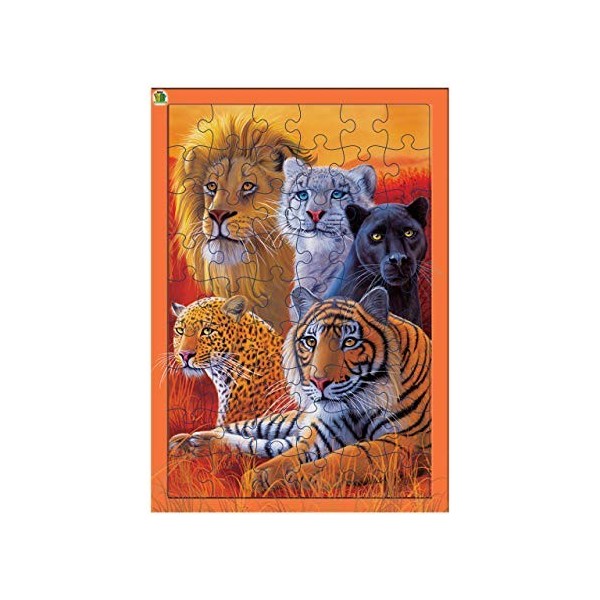 Deluxebase 3D LiveLife Tray Jigsaw Puzzle - Grands Chats. 3D lenticulaire Cat Puzzle Sauvage avec 40 Morceaux ! Tray Puzzle R