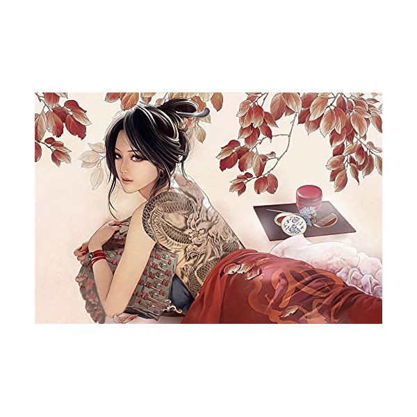 YANCONG Puzzle Enfant Classique 1500 Pièces, Puzzle 3D, Art De Tatouage Japonais Fille Japonaise