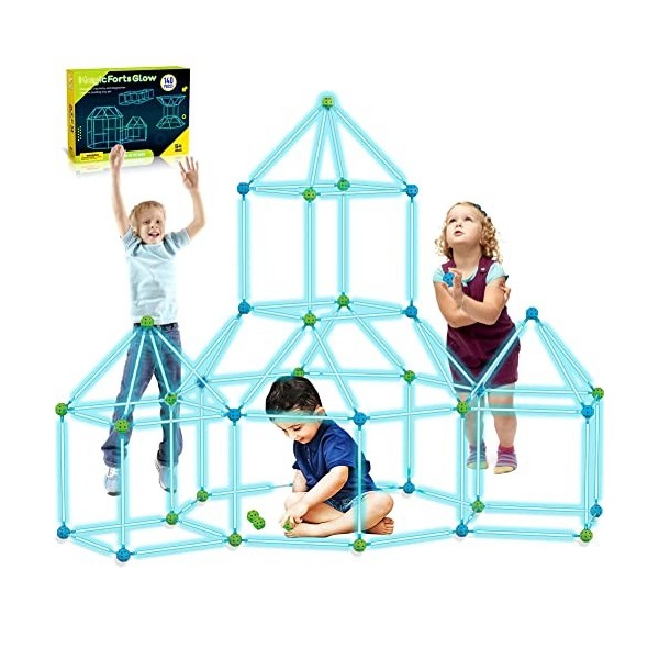 Kit De Construction pour Enfants 140 Pièces Brillent dans Le Noir Jouets De Construction De Fort dair pour 4 5 6 7 8 9 Ans E