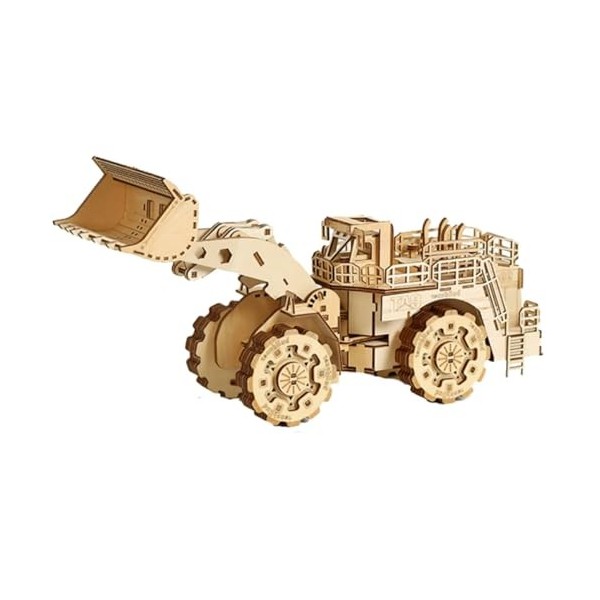 YLME Puzzle en Bois 3D, Puzzle en Bois Stéréo De Bulldozer 3D, Modèle De Voiture Bulldozer De Véhicule Dingénierie Mécanique