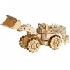 YLME Puzzle en Bois 3D, Puzzle en Bois Stéréo De Bulldozer 3D, Modèle De Voiture Bulldozer De Véhicule Dingénierie Mécanique