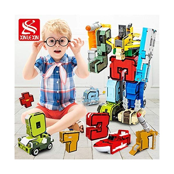 CXYY Puzzle à colorier 3D, Chiffres et Symboles de déformation numérique ABS Puzzle déquipe Assemblage Robot Enfants Bricola