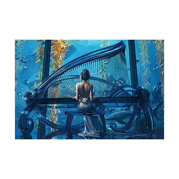 YANCONG Puzzle Les Enfants 1500 Pièces, Puzzle 3D,Princesse Jouant du Piano dans La Mer Puzzle 87X58Cm