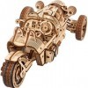 UGEARS UGR-S à Trois Roues Maquette en Bois à Construire Moto - Mécanique Puzzle 3D en Bois - Maquette Voiture a Monter avec 