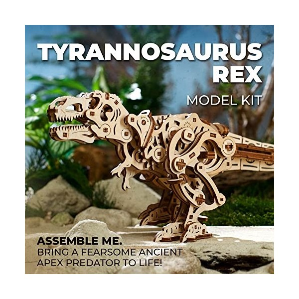 Ugears Tyrannosaurus Rex Puzzles en Bois 3D - Kit de modèle en Bois pour Adultes à Construire - Ensemble de Puzzle 3D Perfect