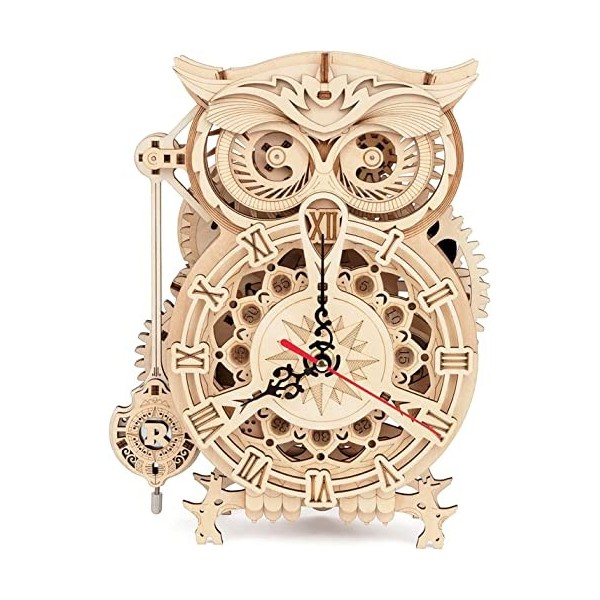 Rowood Puzzle 3D Bois Chouette Horloge Maquette en Bois a Construire Adulte - Kits de Modèles de Bricolage Construction Jouet