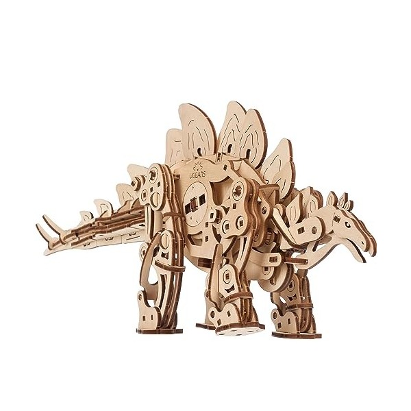 UGEARS Stégosaure Maquette en Bois à Construire - Puzzle 3D Dinosaure en Bois - Puzzle Bois 3D Mécanique avec Mouvements Auth