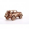 Wood Trick Safari Car Mini 3D Wooden Puzzle for Adults and Kids to Build - 5.3 x 2.9 in - Mechanical Moving Parts - Wood Mode